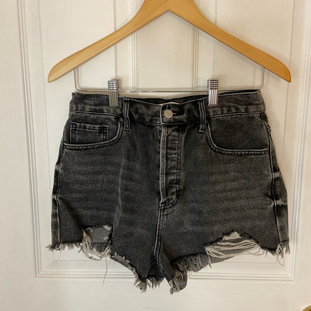 PacSun Black Distressed Denim Shorts